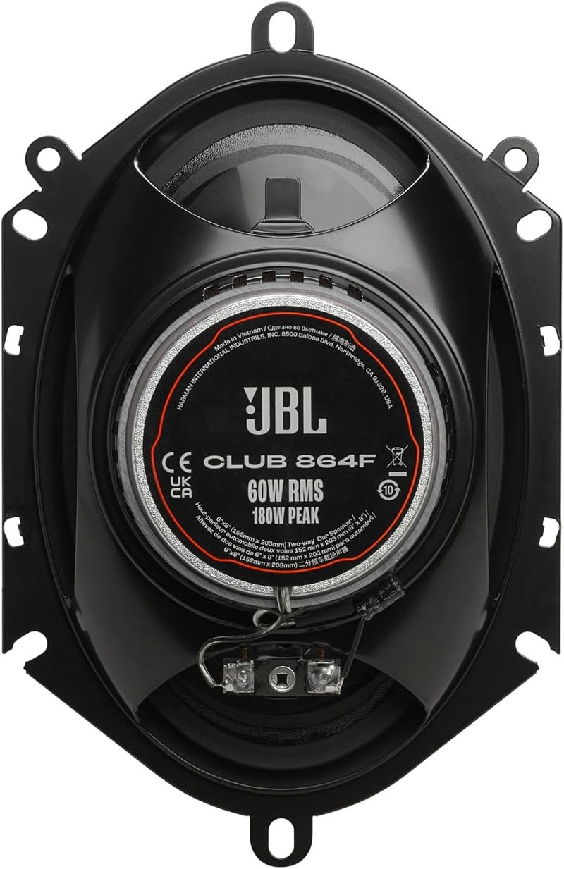 JBL Club 864F - 6"x8" (152mm x 203mm) Two-Way Car Speaker, 60W RMS, 180W Peak, Sensitivity (@ 2.83V): 93dB, Frequency Response: 65Hz – 20kHz, Nominal Impedance: 3.0 ohms - Image 3